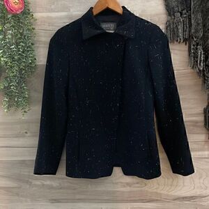 Lafayette 148 New York Womens Black Long Sleeve Collared Wool Blazer 0 Petite